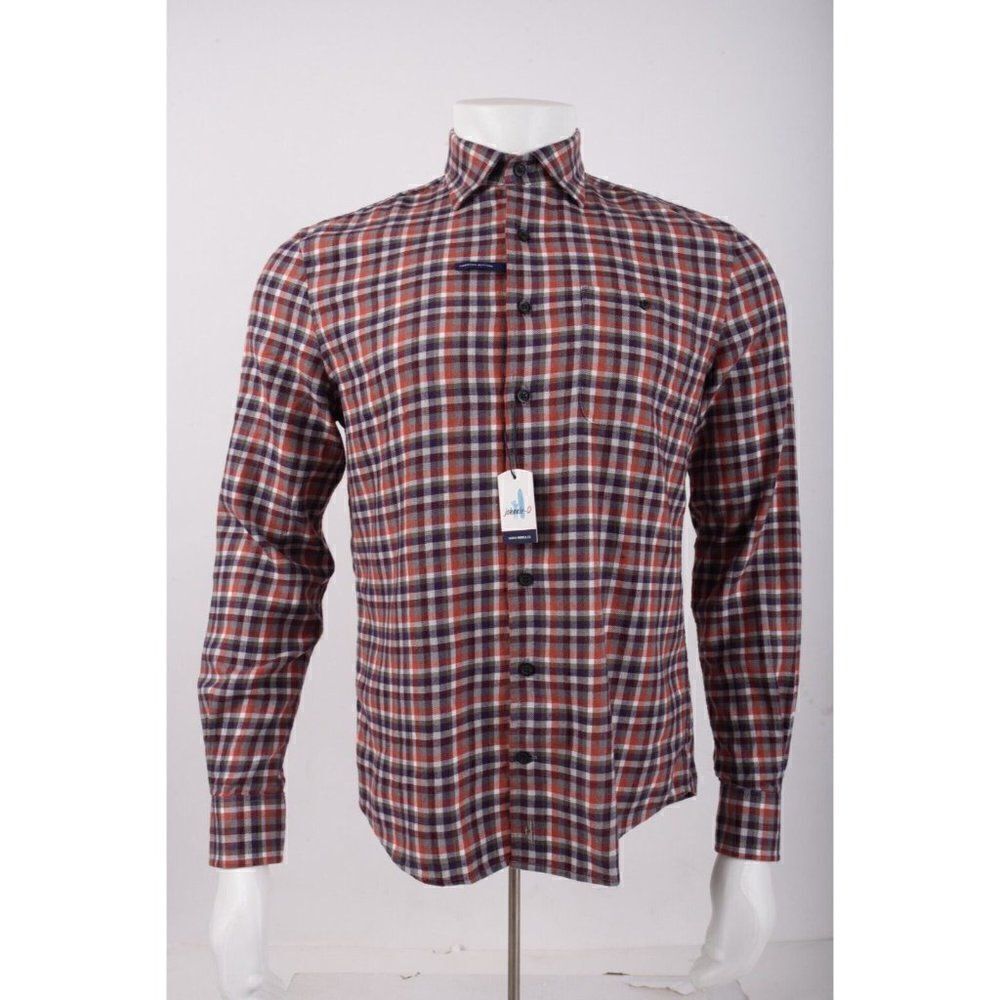 Johnnie-O Mens Hangin' Out Shirt Size S Brown Orange Plaid Soft Flannel NWT